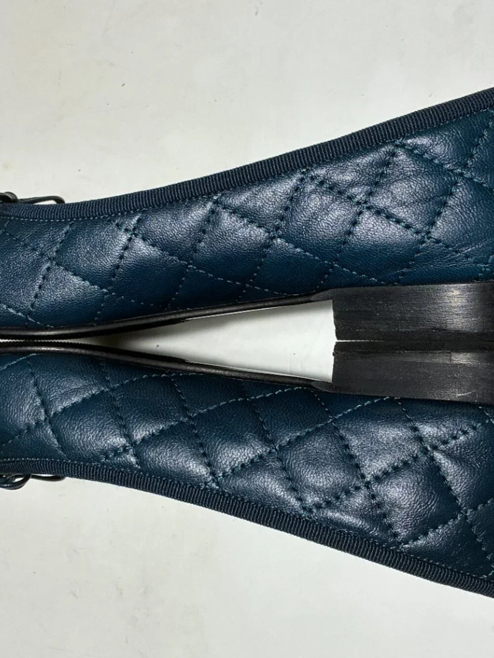 Chanel Blue Jeans Navy Cushioned Leather Ballet Flats 36